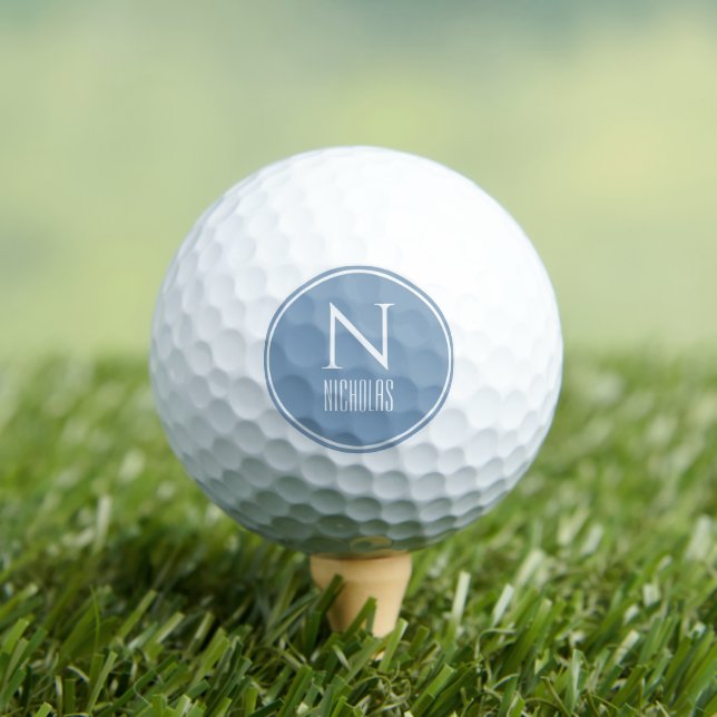 Simple Modern Dusty Blue Monogram Golf Balls (Insitu Tee)