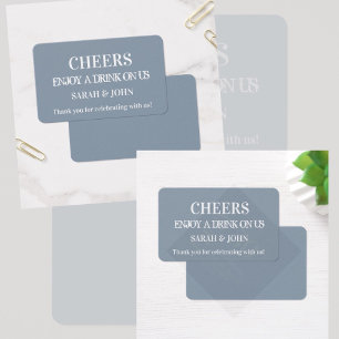 Simple Modern Dusty Blue Wedding Drink Ticket
