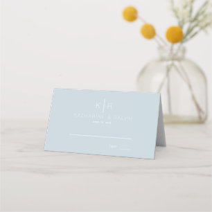 Simple Modern Dusty Blue Wedding Place Card