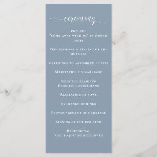 Simple Modern Dusty Blue Wedding Program
