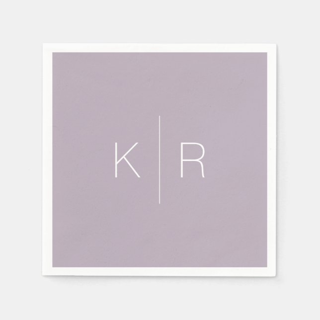 Simple Modern Dusty Lilac Monogram Wedding Napkins (Front)
