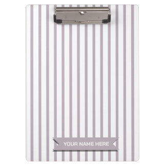Simple Modern Dusty Lilac Stripe Custom Name Clipboard
