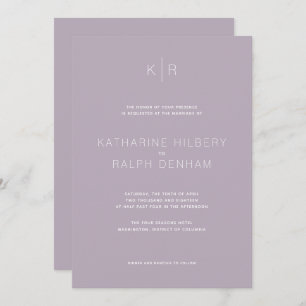 Simple Modern Dusty Lilac Wedding Invitation