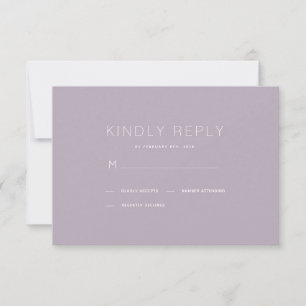 Simple Modern Dusty Lilac Wedding RSVP Card