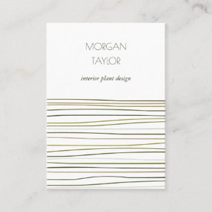 Simple Modern Earth Green Stripes Minimal Business Card