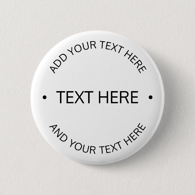 Simple Modern Editable Text | White & Black 6 Cm Round Badge (Front)