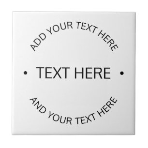 Simple Modern Editable Text White & Black Ceramic Tile