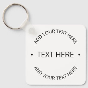 Simple Modern Editable Text   White & Black Key Ring