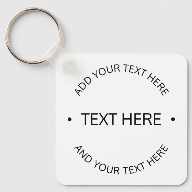 Simple Modern Editable Text | White & Black Key Ring (Front)