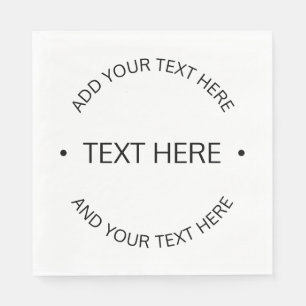 Simple Modern Editable Text White & Black Napkin