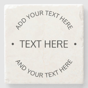Simple Modern Editable Text White & Black Stone Coaster