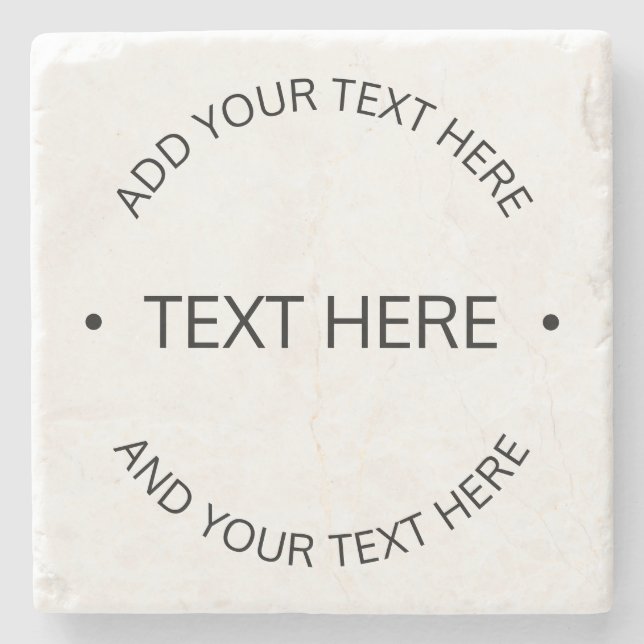Simple Modern Editable Text | White & Black Stone Coaster (Front)
