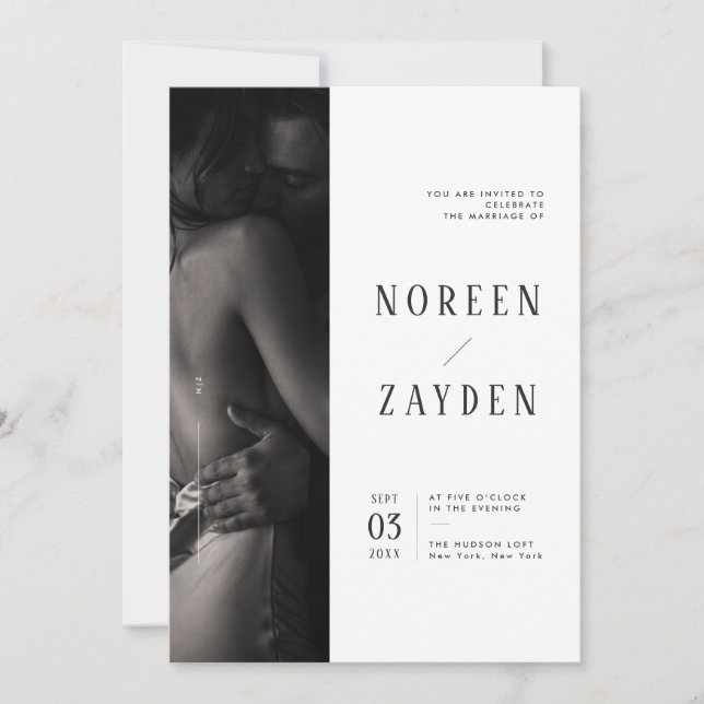 Simple Modern Editorial Photo Wedding Invitation (Front)