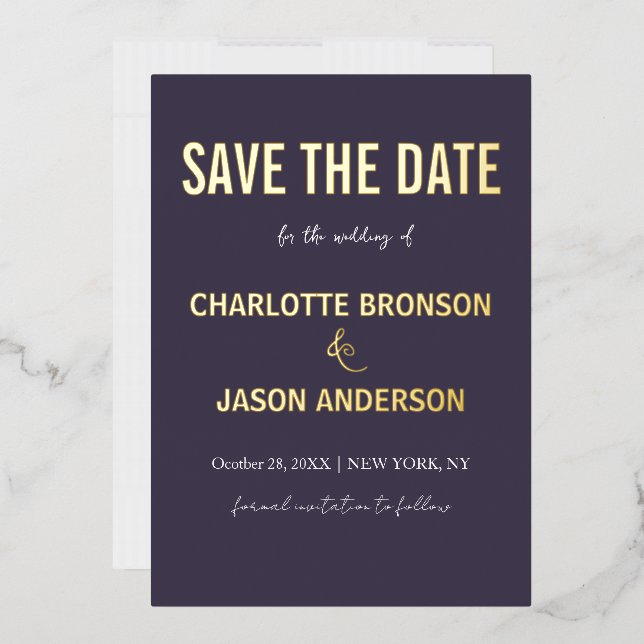 Simple Modern Eggplant Save The Date Gold    (Envelope)