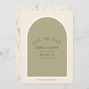 Simple Modern Elegant Arch Earth Tones Sage Save The Date