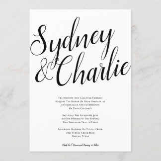 Simple Modern Elegant Big Name Wedding Invitation
