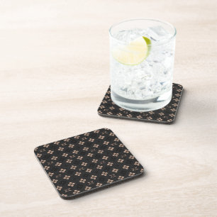 Simple Modern Elegant Black and Blush Pink Pattern Coaster