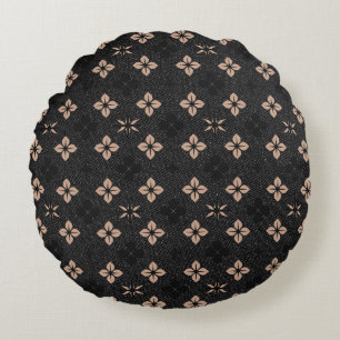 Simple Modern Elegant Black and Blush Pink Pattern Round Cushion