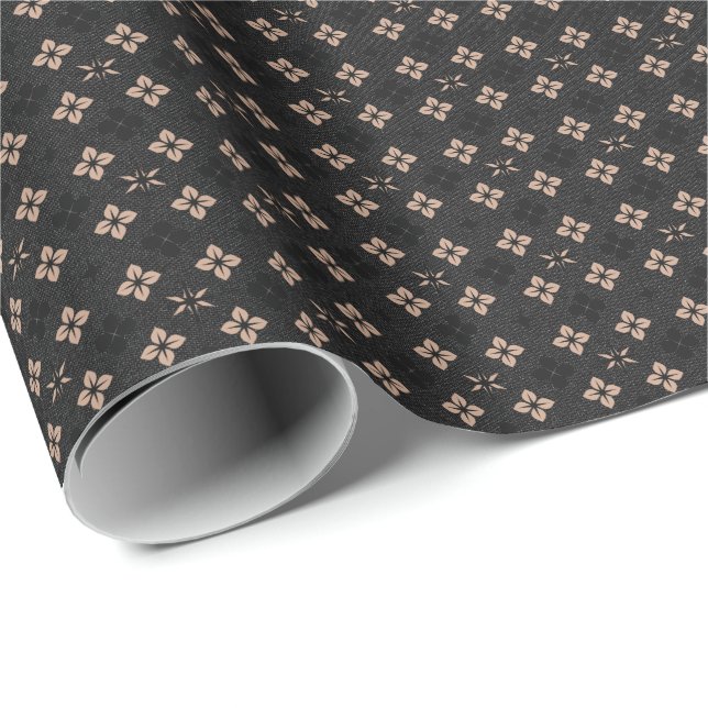 Simple Modern Elegant Black and Blush Pink Pattern Wrapping Paper (Roll Corner)