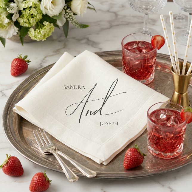 Simple modern elegant black and white basic  napkin (Creator Uploaded)