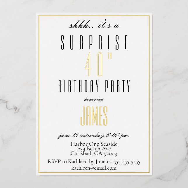 Simple Modern elegant black and white gold silver  (Front)