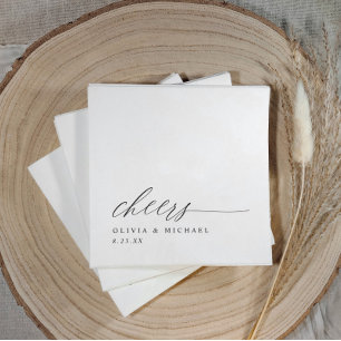 Simple Modern Elegant Black & White Cheers Wedding Napkin