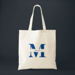 Simple Modern Elegant Blue Personalised Monogram Tote Bag<br><div class="desc">This elegant and modern tote bag, in a sophisticated shade of blue, is the perfect accessory for any party or bridesmaid gift. Designed with simplicity and style in mind, this trendy tote features a personalised monogram name and initials, that adds a unique, custom touch. The clean and chic design make...</div>