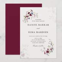 Simple Modern Elegant Burgundy Boho Floral Wedding