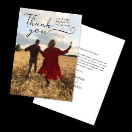 Simple Modern Elegant Calligraphy Gratitude Photo Thank You Card