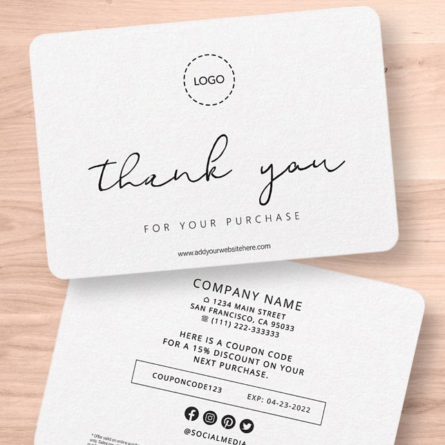 Simple Modern Elegant Chic Business Promo Coupon Thank You Card (Creator Uploaded)
