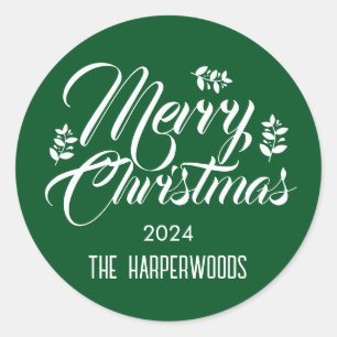 Simple Modern Elegant Christmas Family Classic Round Sticker