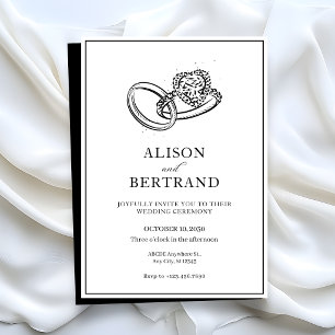 Simple Modern elegant couple ring wedding Invitation