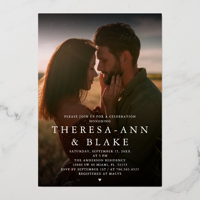 Simple Modern Elegant Couple's Shower Invitation (Front)