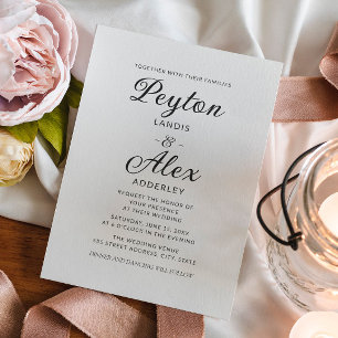 Simple Modern Elegant Cream Bride Groom Wedding Invitation