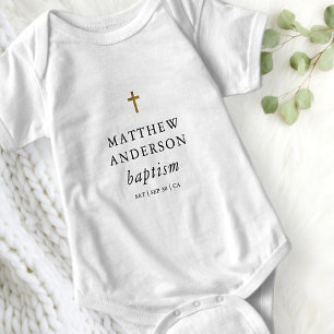Simple Modern Elegant Cross Baby Baptism Baby Bodysuit