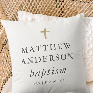 Simple Modern Elegant Cross Baby Baptism Cushion