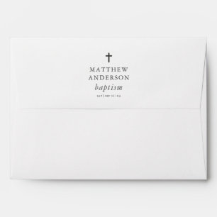 Simple Modern Elegant Cross Baby Baptism Envelope