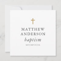 Simple Modern Elegant Cross Baby Baptism