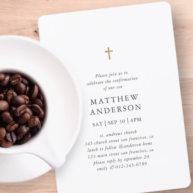 Simple Modern Elegant Cross Boy Confirmation Invitation (Creator Uploaded)