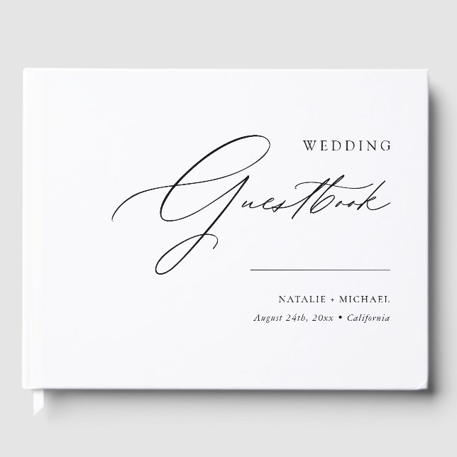 Simple Modern Elegant Custom Personalised Wedding Guest Book (Front)