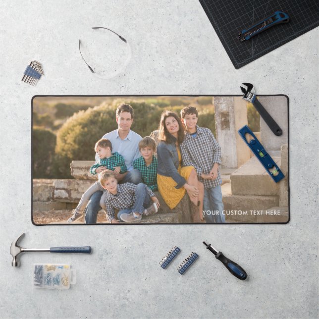 Simple Modern Elegant Custom Text Photo Keepsake Desk Mat (Workstation)