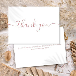 Simple Modern Elegant Dusty Rose Script Thank You Card