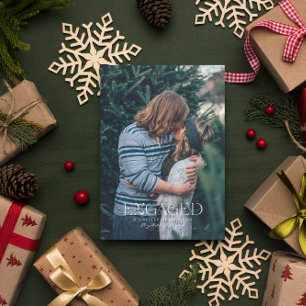 Simple Modern Elegant Engaged Photo   Christmas  Card