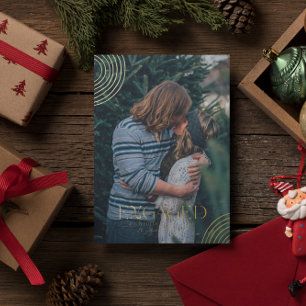Simple Modern Elegant Engaged Photo   Christmas    Foil Holiday Card