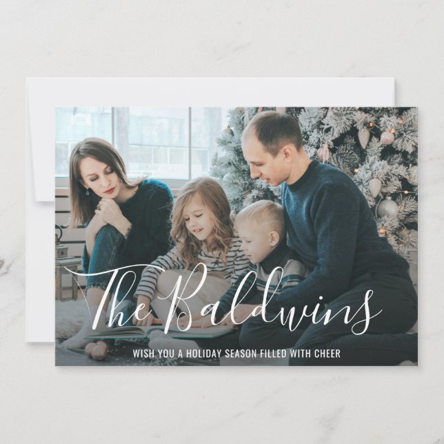 Simple Modern Elegant Family Photo Christmas Holiday Card (Front)