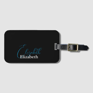 Simple Modern Elegant First Name Black and White Luggage Tag