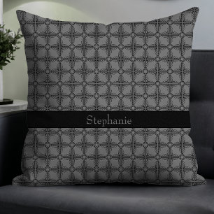 Simple Modern Elegant Floral Monogram Grey Cushion