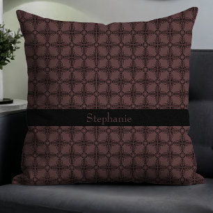 Simple Modern Elegant Floral Monogram Mocha Cushion