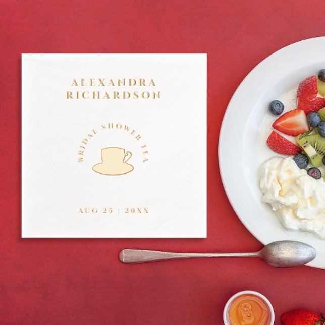 Simple Modern Elegant Gold Bridal Shower Tea Party Foil Napkins (Creator Uploaded)