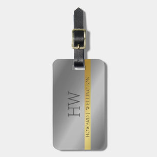 Simple Modern Elegant Gold Metallic monogram Name Luggage Tag